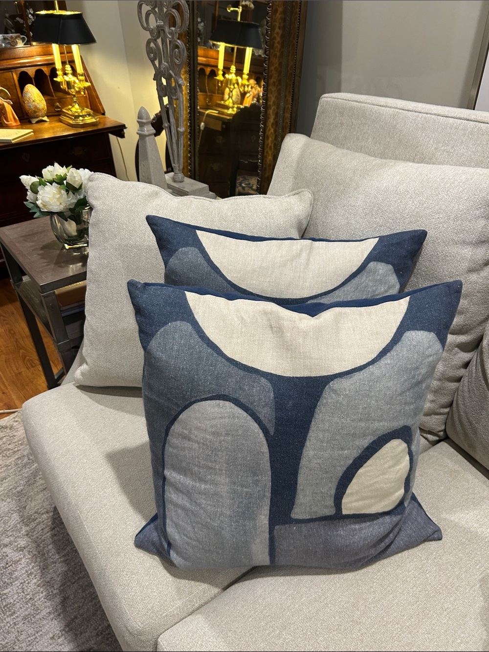 Modern Blue Abstract Arch Accent Pillow - Neutral does not include inserts
